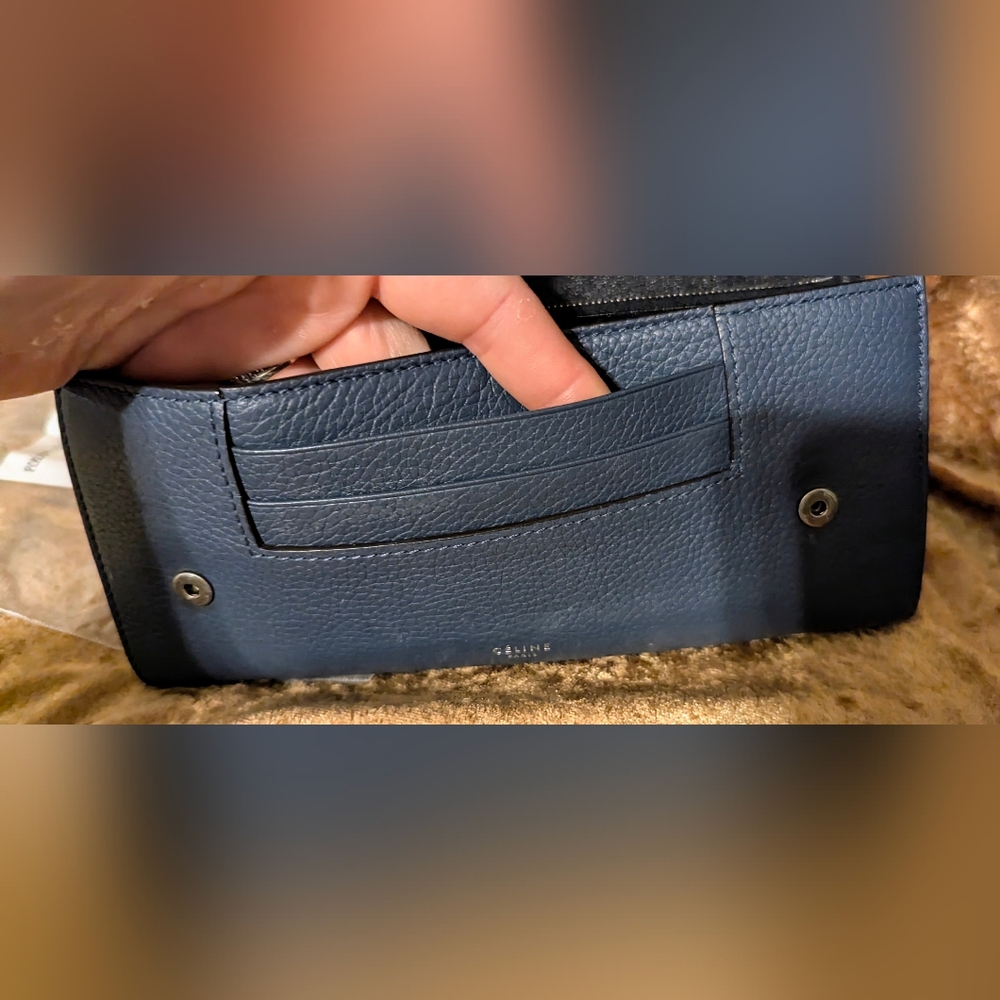 Celine Elegant Navy Blue Goatskin Leather Piece - Picture 5 of 14